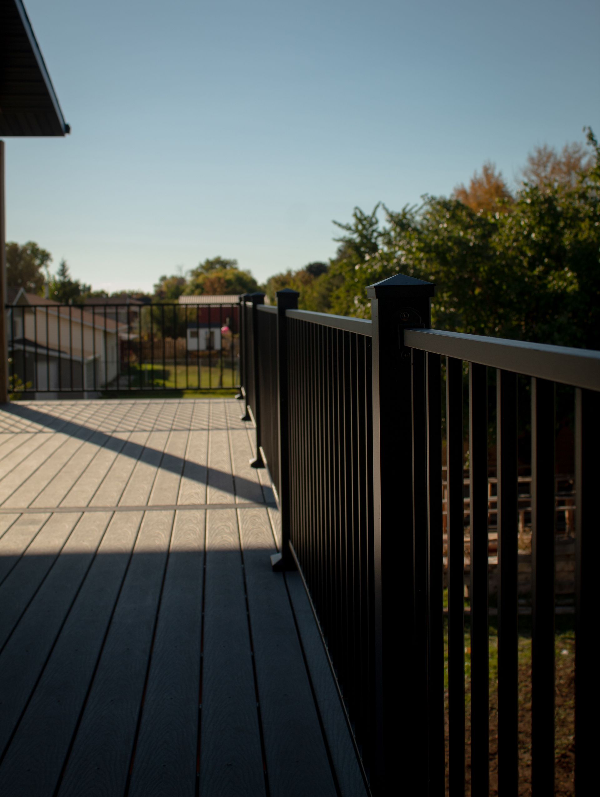 Composite deck with black railing